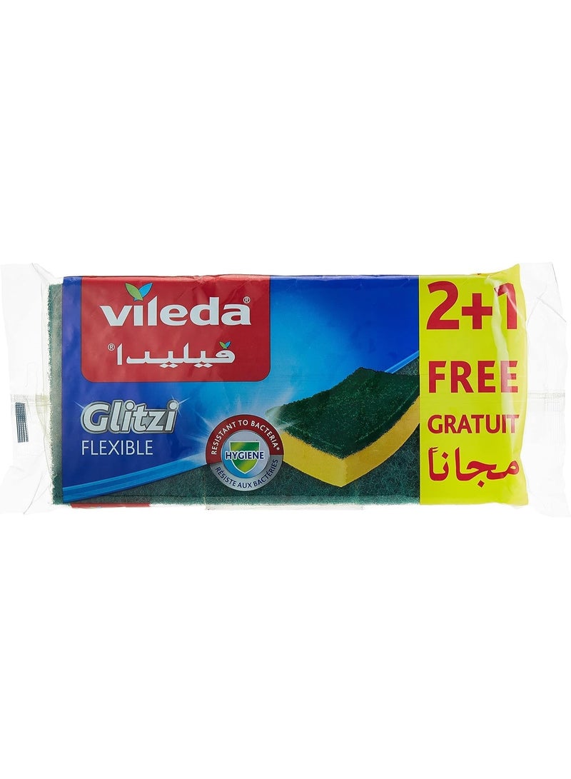 فيليدا جليتزي - إسفنجة كلاسيكية شديدة التحمل للمطبخ - عبوة توفير (2 + 1 مجاناً). - Image 2